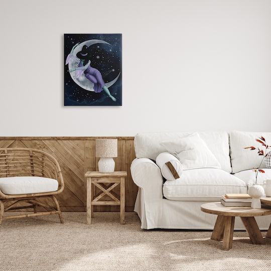 Stupell Industries Moon Witch Starry Night Sky Canvas Wall Art